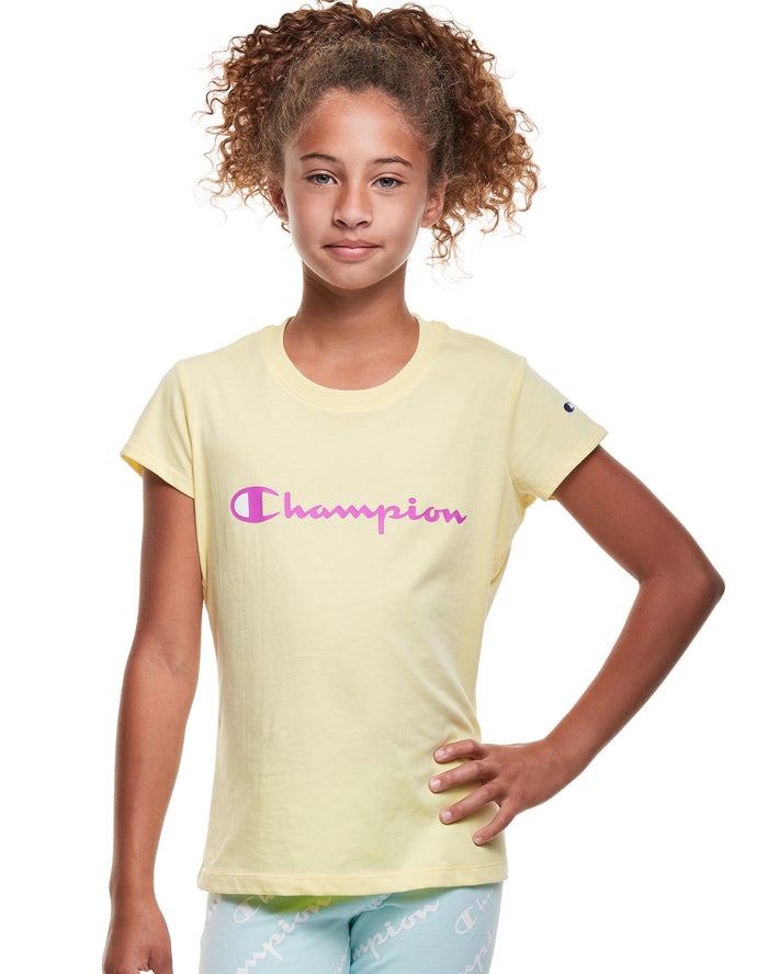 Camiseta Champion Niña - Classic Script Logo ( Amarillo ) 9247183-AZ